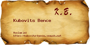 Kubovits Bence névjegykártya